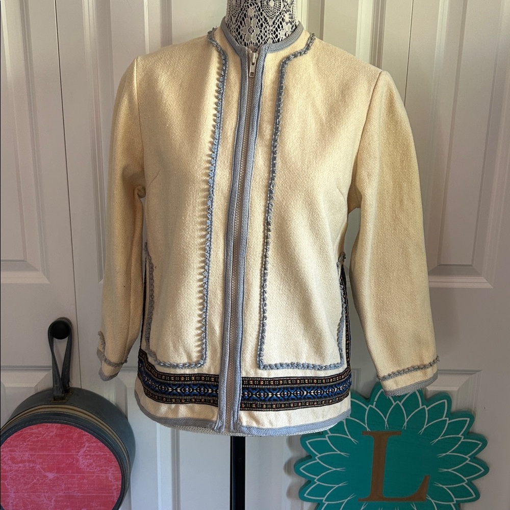 🦩Vintage Aspen Skiwear by Fairway Wool Blend Embroidered Jacket